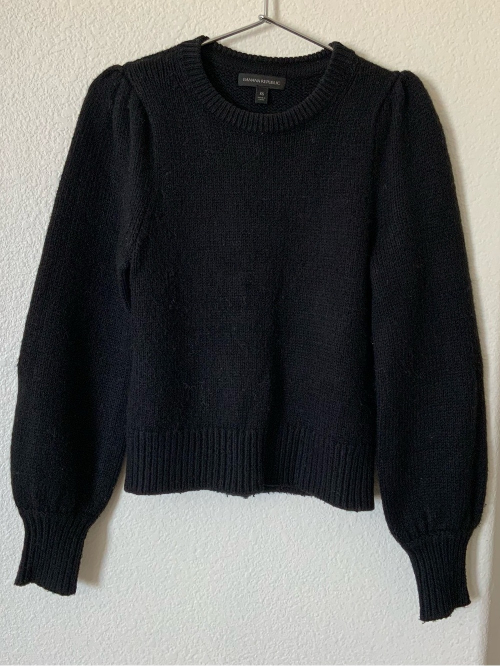 Banana Republic Black Puff Sleeve Pullover Knit Sweater XS